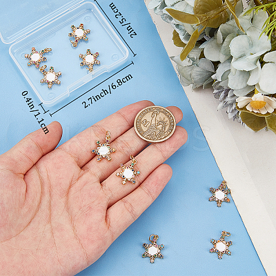 10Pcs Christmas Themed Brass Micro Pave Clear Cubic Zirconia Pendants ZIRC-BBC0002-87-1