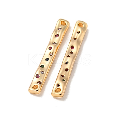 Brass Pave Colorful Cubic Zirconia Connector Charms KK-K378-13G-1