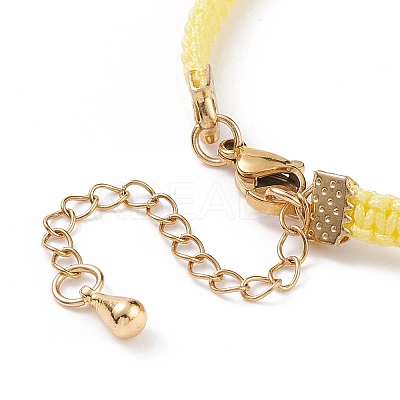 Glass Braided Flower Link Bracelet for Women BJEW-TA00130-04-1
