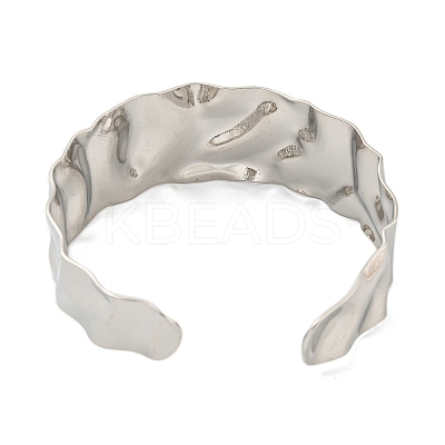 Non-Tarnish 304 Stainless Steel Textured Open Cuff Bangles for Women STAS-M001-15P-1
