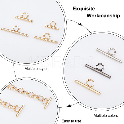 120Pcs 12 Styles Iron Toggle Clasps IFIN-WR0001-08-1