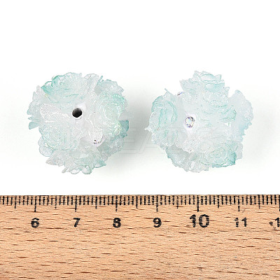 Polymer Clay Rhinestone Beads with Embossed Resin Roses RESI-T059-04D-1