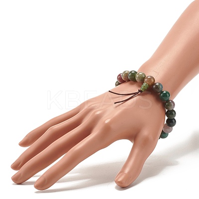 Natural Indian Agate Round Beads Stretch Bracelet BJEW-JB07235-03-1