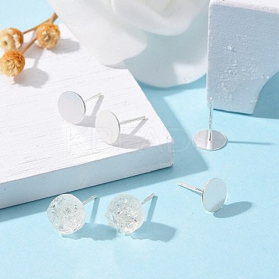 925 Sterling Silver Flat Pad Stud Earring Findings STER-K167-045F-S-1