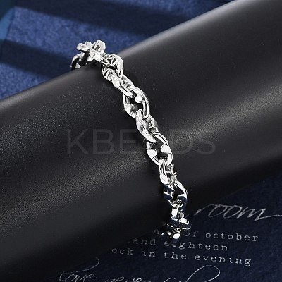 304 Stainless Steel Oval Link Chain Bracelets for Women Men BJEW-F488-48A-P-1