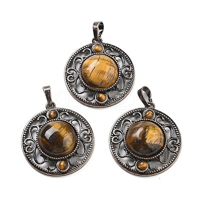 Natural Tiger Eye Pendants G-Q158-03A-R11-1