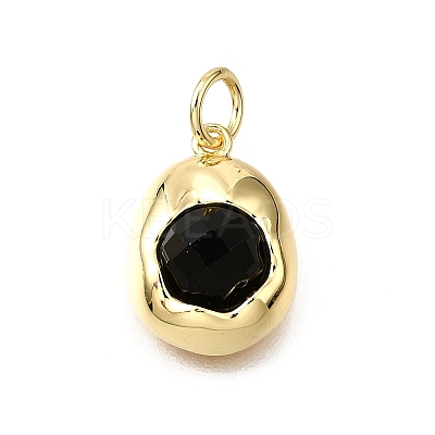 Natural Black Onyx(Dyed and Heated) Faceted Oval Charms KK-V011-45B-G-1