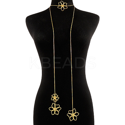 Flower Alloy with Brass Pendant Lariat Long Wrap Necklaces for Women FS-WG8B231-01-1