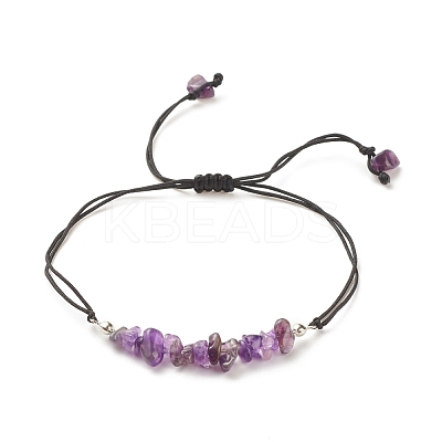 Natural Amethyst Chips Braided Bead Bracelet BJEW-JB08019-09-1