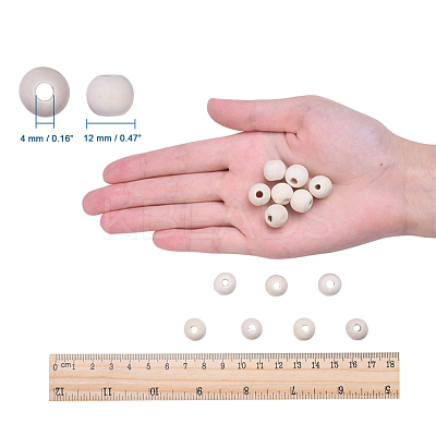 Natural Unfinished Wood Beads WOOD-R196-12mm-LF-1