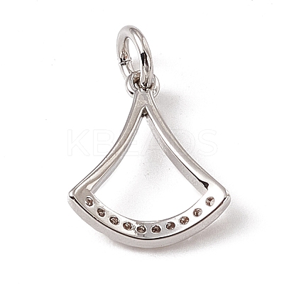 Brass Micro Pave Clear Cubic Zirconia Ginkgo Leaf Charms ZIRC-F132-85P-1