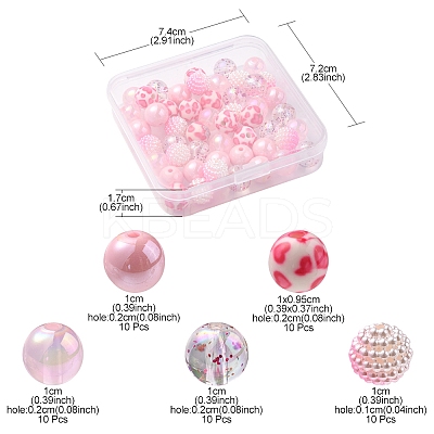 50Pcs 5 Style Acrylic Beads MACR-FS0001-50-1
