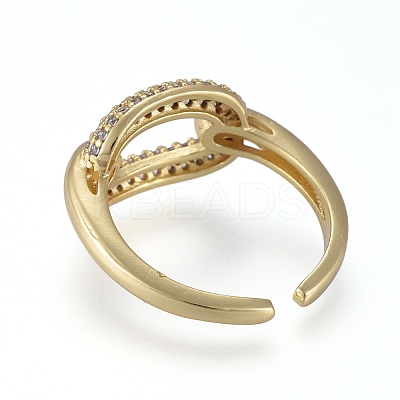Brass Micro Pave Cubic Zirconia Cuff Rings RJEW-K232-08G-02-1