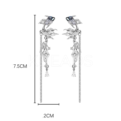 Fish Alloy Glass Dangle Stud Earrings FS-WG4D6D9-03-1