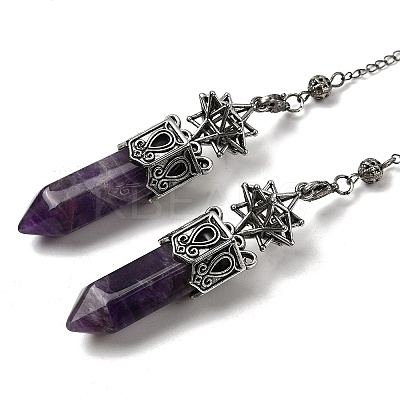 Natural Amethyst Faceted Bullet Pointed Dowsing Pendulums G-B149-14AS-05-1
