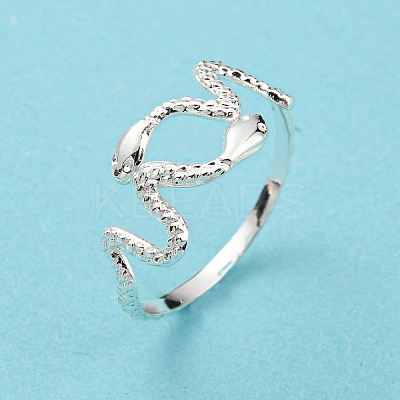 304 Stainless Steel Snake Wrap Open Cuff Ring RJEW-T023-82S-1