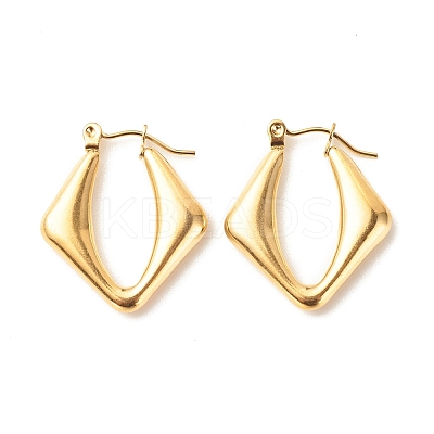 Ion Plating(IP) 304 Stainless Steel Chunky Rhombus Hoop Earrings for Women EJEW-K242-06G-1