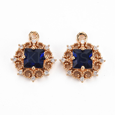 Rack Plating Brass Micro Pave Clear Cubic Zirconia Pendants KK-T060-61G-RS-1