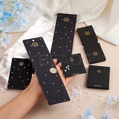 80Pcs 4 Style Rectangle Cardboard Jewelry Display Cards CDIS-YS0001-04-1