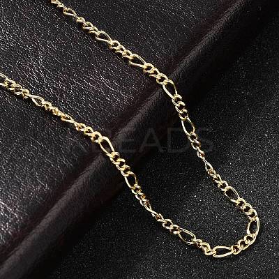 Brass Figaro Chain Necklaces for Women NJEW-B157-02G-1