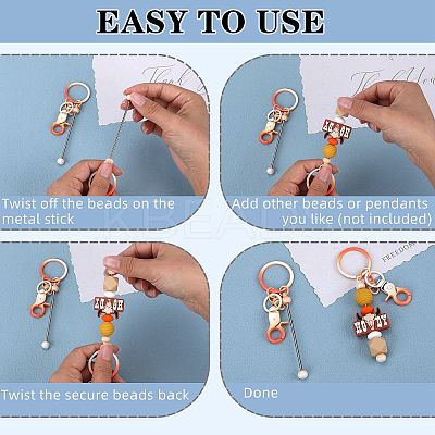 16Pcs Alloy Beadable Bar Keychain for DIY Crafts Jewelry Making KEYC-SZ0001-17PG-1