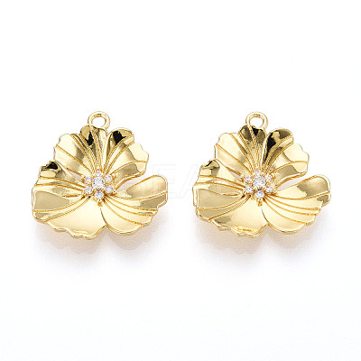 Brass Micro Pave Cubic Zirconia Pendants KK-N265-23G-1