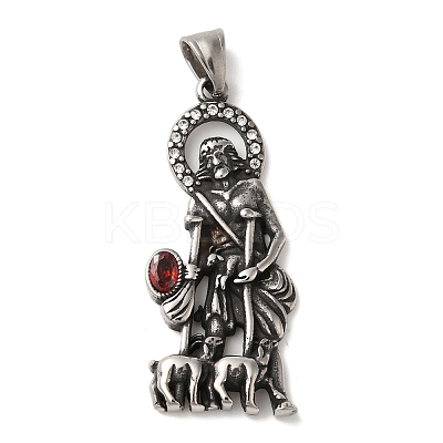 304 Stainless Steel and Glass Rhinestone Pendants STAS-B073-03AS-1