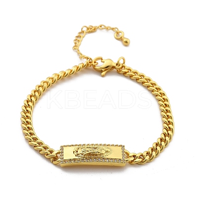 Brass Cuban Link Chain Bracelets BJEW-A035-01G-1