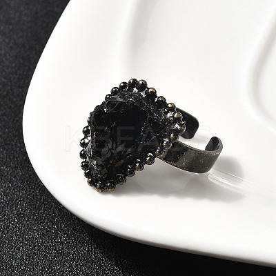 Natural Smoky Quartz Irregular Nugget Open Cuff Rings G-A278-03AB-03-1