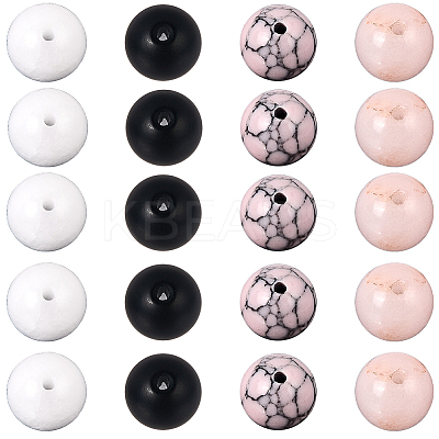 DIY Natural White Jade & Plum Blossom Jasper & Synthetic Black Stone & Turquoise Round Beads Bracelets Making Kits DIY-SC0030-27-1