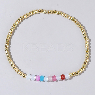 Colorful Mixed Brass Random Color Synthetic Gemstone Bead Copper Bracelet Women's Fashion Jewelry Wholesale RJ2833-8-1