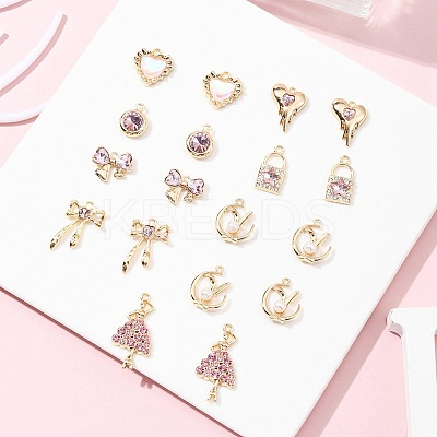 18Pcs 8 Styles Alloy Glass & Resin Pendants DIY-FS0005-36-1