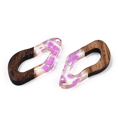 Transparent Resin & Walnut Wood Pendants RESI-N039-59A-1