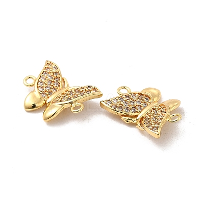 Brass Micro Pave Cubic Zirconia Connector Charms KK-H441-57G-1