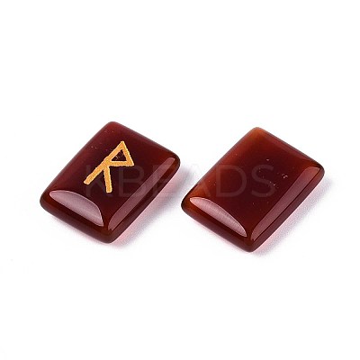 25Pcs Rectangle Natural Carnelian Rune Stones with Elder Futhark Alphabet Engraved G-T142-34-1