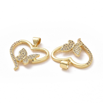 Brass Cubic Zirconia Pendants ZIRC-I062-09G-1