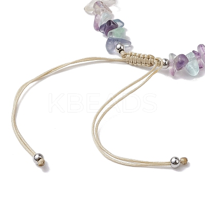 Natural Fluorite Chip Nylon Braided Beaded Bracelet Making AJEW-JB01296-08-1