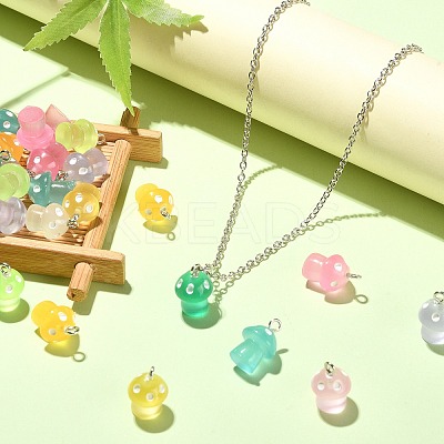 45Pcs 9 Colors Luminous Translucent Resin Pendants RESI-CJ0003-23-1