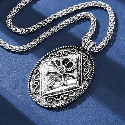 Tibetan Style Zinc Alloy Viking Pendant Necklaces NJEW-Z062-01AS-02-1