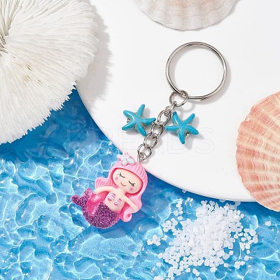 Mermaid Opaque Resin Pendant Keychain X1-KEYC-JKC00624-03-1