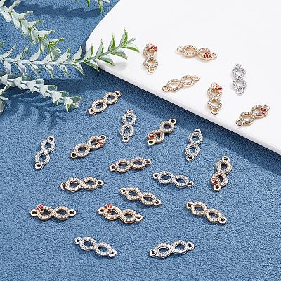 48Pcs 3 Style Alloy Rhinestone Links Connectors ALRI-FH0001-04-1