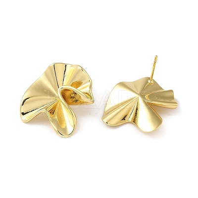 Rack Plating Brass Flower Stud Earrings for Women LS-EJEW-Z019-16G-1
