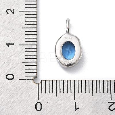 925 Sterling Silver Cubic Zirconia Oval Charms STER-S006-01S-C-1