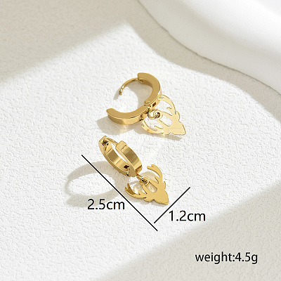 Christmas 201 Stainless Steel Deer Horn Hoop Earrings MG4637-1