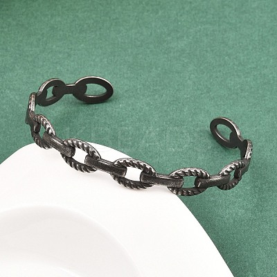 316 Surgical Stainless Steel Oval Link Chain Cuff Bangles BJEW-C125-03AS-1