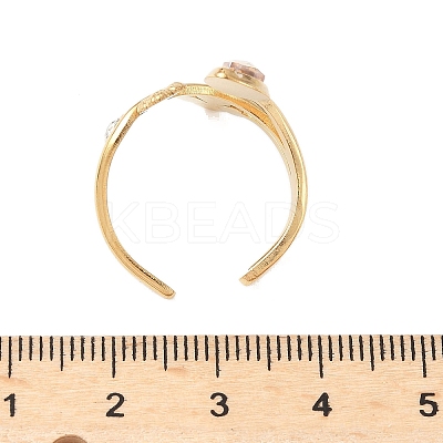 304 Stainless Steel Glass Rhinestone Cuff Rings RJEW-S626-08G-1