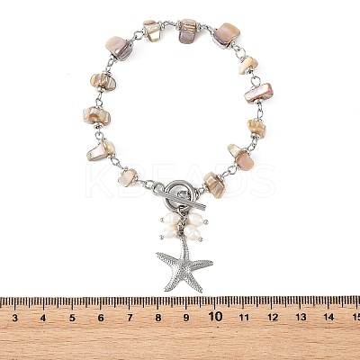 Summer Beach 304 Stainless Steel Starfish Charm OT Bracelets BJEW-JB14373-02-1