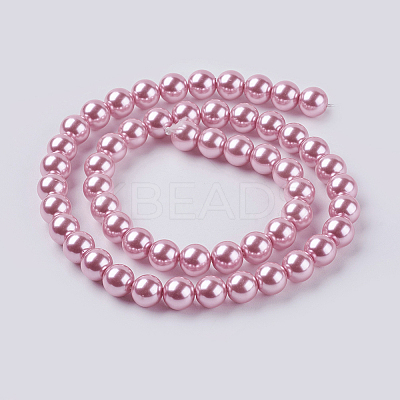 Eco-Friendly Dyed Glass Pearl Round Bead Strands X-HY-A002-8mm-RB109-1