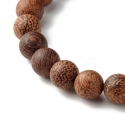 Natural Wenge Wood Stretch Bracelet for Men Women BJEW-JB06759-1