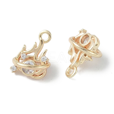 Brass Micro Pave Clear Cubic Zirconia Pendants KK-H482-08G-1